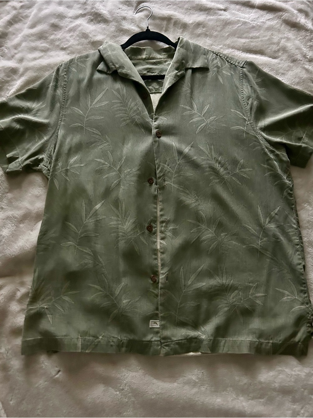 Timmy Bahama Green Palm Print Camp Shirt